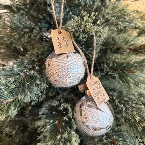 Book Pages Ornaments x2